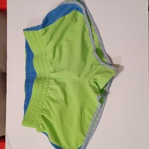 Nike dri fit shorts neon lime green and blue size large lined and pocket